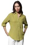 HIGH STAR Women's Oversized Shirts (HSWSHW23509_GN_Green XL)