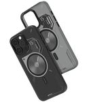 Aulumu TPU Magnetic for iPhone 15 Pro Case - IMD Technology Motifs- Compatible with MagSafe [Aluminum Alloy Camera Frame] A15 Translucent Gray