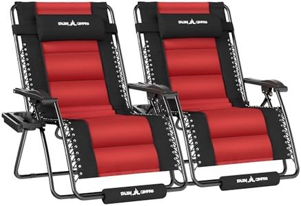 UDPATIO Zero Gravity Chair Set of 2 33In Oversized XXL Patio Anti Gravity Chairs Outdoor Lounge Folding Adjustable Recliner with Cup Holder, Foot Rest & Padded Headrest,Burgundy, Support 500lbs