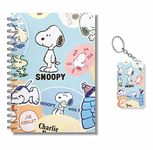 CRAFT MANIACS WHITE BLACK CUTE DOG PRINTED A5 160 RULED PAGES NOTEBOOK & FREE KEYCHAIN BEST GIFT FOR STATIONERY LOVERS