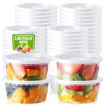 NEEBAKE 100 Set 8oz Deli-Containers-with-Lids-Airtight-Food-Storage-Containers-Plastic-Storage-Containers-with-Lids-Soup-Slime-Overnight-Oat-To-Go-Containers, Microwaveable & Freezer Safe