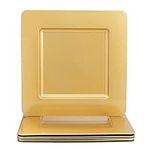 MAONAME Gold Charger Plates, Plastic Plate Chargers Set of 6, 13" Square Chargers for Dinner Plates, Decorative Table Chargers for Wedding, Table Setting