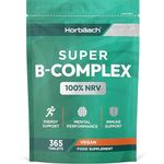 Vitamin B Complex | 365 Tablets | 100% NRV of All B Vitamins B1, B2, B3, B5, B6, B12, Folic Acid and Biotin | Vegan Supplement | by Horbaach