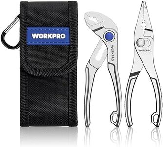 WORKPRO 2-Piece Mini Pliers Set with Pouch, 4-Inch Water Pump Plier & 4.5-Inch Long Nose Slip Joint Plier, Heavy-Duty Alloy Steel Mini Adjustable Plier, EDC Pliers for Tight Spaces & Versatile Use