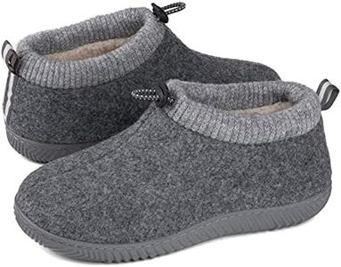 ULTRAIDEAS Men's Cozy Memory Foam Slippers with Warm Fleece Lining, Wool-Like Blend Micro Suede House Shoes with Indoor Outdoor Rubber Sole, Grey, 15 Women/13 Men