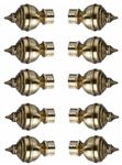 Ferio Stainless Steel Brass Antique Curtain Finials for Door and Widow Rod Holder for 1 Inch Rod Without Brackets (Pack of 10 Pic)