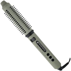 StyleCraft Sage 2-in-1 Ceramic Barrel Styling Brush and Curling Wand with Retractable Bristles, Tourmaline Technology, and Customizable Temperatures