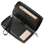 GOIACII Womens Wallet RFID Blocking Leather Zip Around Wallet Long Purse Credit Card Clutch Wristlet