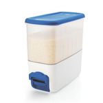 SignoraWare Rice Keeper BPA Free Plastic Container | Auto Dispenser Touch free withdraw 140gm Rice | Kitchen Storage | Airtight | Food Grade | Keeps food fresh | for Rice, Grains etc ( 10 kgs | Blue )