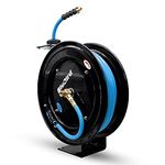 Apache 98102620 Auto-Rewind, Steel Air Hose Reel with 3/8" x 50' 300 PSI Blubird Air Hose