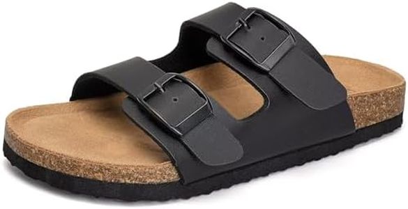 Torotto Kids Sandals Boys Girls Slide Summer Non-slip Cork Glitter Toddler Slippers with Adjustable Straps for Indoor & Outdoor(Black-35)