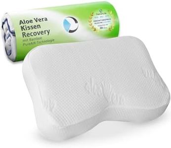 Nackenstützkissen Recovery mit pflegendem Aloe Vera Kissen-Bezug | HWS-Kopfkissen für aktive Hautpflege | Ergonomischer Visco-Schaum mit Bambus-Aktivkohle | Ideal für Allergiker | Gratis Reisetasche