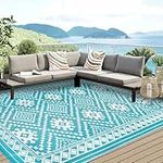 famibay Outdoor Rug 6x9, Reversible Outdoor Patio Carpet Waterproof Plastic Patio Rug Boho Geometry Camping Rug Lightweight Portable Outdoor Rugs for Patio Balcony Camping RV