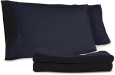 Organic Flannel Pillowcases Standard Set of 2 - Ultra Comfortable 100% Organic Cotton Pillow Cases Standard Size with Premium Smooth Brushed Finish and Envelope Closure (Navy, Standard)