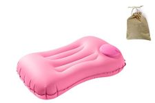 Tourable’s Hand Inflatable Travel Air Pillow with Pouch - Odour Free, Soft, Washable, Compact Pillows for Flight, Train, Car Trips & Camping - Lower Back & Neck Support (Breezy Rose)