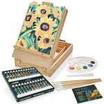 Artworx Painting Set for Adults - Box Easel - Portable Table Top Easel - Kit Includes 2 x Canvasses, 24 x Paints & 6 Brushes - Canvas Painting Set