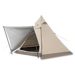 Naturehike Pyramid Tent 3/4 People Hexagon Teepee Tent Weatherproof Robust Family Camping Tent for Hiking Holidays UV 50+ (Khaki)