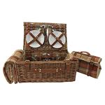 Autumn Red Tartan 4 Person Fitted Picnic Basket with Cooler