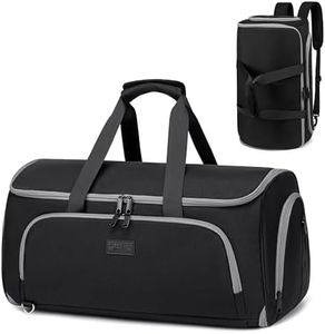 Vessgra Convertible Travel Garment Bag, Carry on Duffel Bag for Men Women - 2in 1 Hanging Suit Business with Double Back Strap and Detachable Shoulder, Waterproof, A-Black, (TGB01)
