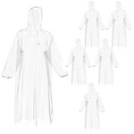 5pc Clear Rain Poncho Adult Waterproof Poncho - Disposable Poncho Waterproof Adult Raincoat Festival Essentials Plastic Ponchos - Disposable Rain Poncho with Hood for Men and Women an Emergency Poncho