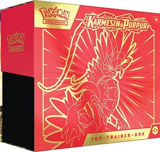 Pokémon - Juego de cartas coleccionables Top Trainer Box Crimson & Purple (Koraidon) (9 paquetes de refuerzo y accesorios premium), versión alemana