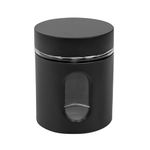 Cutting EDGE Oval Window - Powdered Black Finish Glass Jars for Dal,Dry Fruits, Kitchen Storage, 900 ml, Set of 1