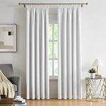 West Lake Full Blackout Curtains Pencil Pleat Thermal Curtains with Solid Colour Energy Saving Drape for Bedroom, White, 56 x 81 Inch, 2 Panels