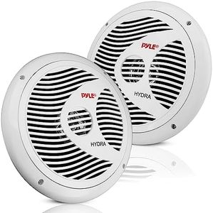 Pyle 6.5 Inch Dual Marine Speakers - 2 Way Waterproof and Weather Resistant Outdoor Audio Stereo Sound System with 150 Watt Power, Polypropylene Cone and Cloth Surround - 1 Pair