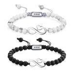 COAI Onyx Howlite Stone Love Infinity Bracelets for Couples