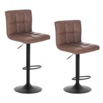 WOLTU Bar Stools Dark Brown Bar Chairs Breakfast Dining Stools for Kitchen Island Counter Bar Stools Set of 2 pcs Leatherette Exterior/Adjustable Swivel Gas Lift/Steel Footrest & Base