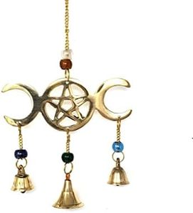 Three Bell Triple Moon Wind Chime, Maiden, Mother And Crone Goddess For Wicca, Pagan, New Age, Goddess, Pentagram, Chakra, Spirituality