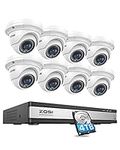 ZOSI 16CH POE CCTV Security Camera System, 4K H.265+ PoE NVR with 4TB HDD and 8X 5MP PoE Cameras, Motion Detection, Outdoor IP66 Waterproof PoE Surveillance Camera, 80ft Night Vision