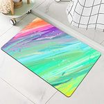 Bath Mat Rug-Colorful Brushstrokes Pattern Rubber Non Slip Quick Dry Super Absorbent Thin Bathroom Rugs Fit Under Door Washable Bathroom Floor Mats-Shower Rug for in Front of Bathtub,Shower Room,Sink