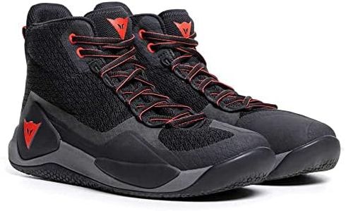 Dainese - Atipica Air 2 Shoes, Summer Motorcycle Shoes, Mesh Fabric, Protective Reinforcements, Groundtrax Asymmetrical Soles, Shoes for Men, Black/Fluo Red, EU 46 / UK 11.5