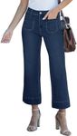 luvamia Wide Leg Jeans for Women Trendy High Waisted Flare Jeans Cropped Denim Pants Vintage Blue