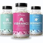 Eu Natural Beauty Bundle - Vibrance Bundle with Biotin & Serenity for Healthier Hair Growth, Stronger Nails, Glowing Skin