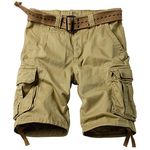 KOCTHOMY Men's Cotton Classic Cargo Shorts Casual Relaxed Fit with Multi Pocket Khaki 34