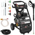 GarveeLife 3600PSI Gas Pressure Washer, 2.6GPM Gas Power Washer, Washer with Wheels Easy to Move, Commercial High Pressure Washer with 26ft Hose&5 Nozzles for Patio Garden Yard Vehicle Pools