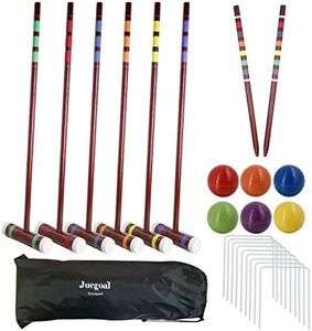 Juegoal Six Player Deluxe Croquet Set with Wooden Mallets, Colored Balls, Sturdy Bag for Adults &Kids, Perfect for Lawn, Backyard and Park, 28 Inch