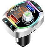 FM Bluetooth Transmitter Car, Wireless Bluetooth FM Radio Adapter with QC+ PD3.0 USB C Fast Charger, Voice Assistant,Hands-Free Calling, Support TF Card and USB Flash Drive