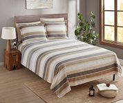 Clara Clark Full Sheets, 6 Piece Printed Sheets Set - Hotel Luxury Sheets for Full Size Bed, Super Soft Bedding Sheets & Pillowcases, Full Size, Brown Stripe