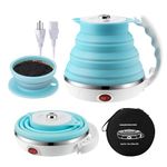 Travel Foldable Electric Kettle Portable Food Grade Silicone Collapsible Kettle 110-220V US Plug, 555ML Hot Water Boiler & Camping Silicone Collapsible Pour Over Coffee Dripper Paperless Coffee Filter