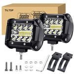 TILTOP LED Pods 4inch LED Light Bar Fog Lights Off-Road Driving Lights 2PCS 120W 1,200LM Triple-Row Flood Spot Combo Waterproof Work Light for Trucks Boat Golf Cart Jeep SUV ATV UTVââ‚¬¦