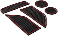 CupHolderHero fits Ford Mustang Accessories 2015-2023 Premium Custom Interior Non-Slip Anti Dust Cup Holder Inserts, Center Console Liner Mats, Door Pocket Liners 5pc Set (Red Trim)