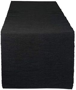 DII Basic Everyday Ribbed Tabletop 100% Cotton, Table Runner, 13x72, Black