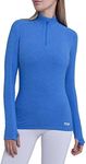 TCA Women's Lightweight Fusion QuickDry Long Sleeve Half-Zip Running Top - Blue Azure Heather, Large