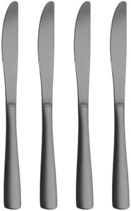 KitchEase Set of 4 Steak Knives – Food-Grade 18/8 Stainless Steel 8.6" Dinner Knives, Durable Mirror Polished Metal Silverware, Perfect for Home, Restaurant, and Gifting (Charcoal Black)