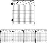 Ashman Garden Fence 44in x 3ft, Black (Set of 4) - Outdoor Metal Landscape Fencing Steel Wire Gate Border Edge Folding Patio Flower Bed Animal Barrier Section Edging.