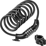 Retrospec Grizzly Cable Bike Combination Lock Combo, Heavy Duty Anti Theft Bicycle Cable Lock, 6 Foot Coiled Cut Resistant Cable with 4 Digit Custom Combination and Mounting Bracket