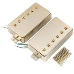 Artec VH59A Vintage Tone Covered Alnico 5 Magnet Humbucker Neck Bridge Pickups Set for LP Style Electric Guitar, Gold